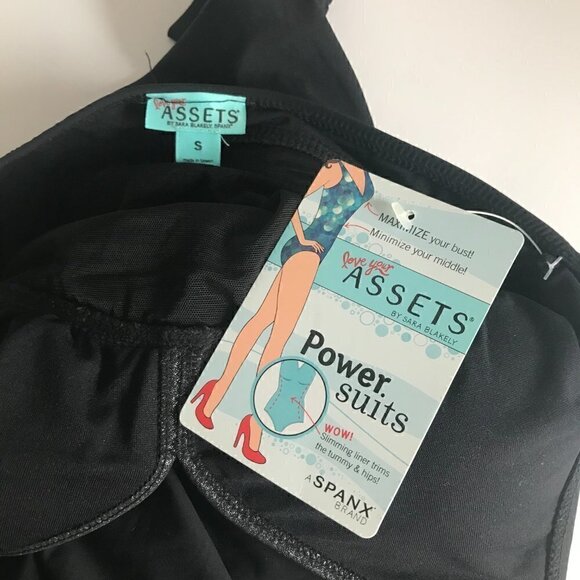 Assets by Spanx Black One Piece Swimsuit Dress Skirted Size Small - Picture 4 of 6